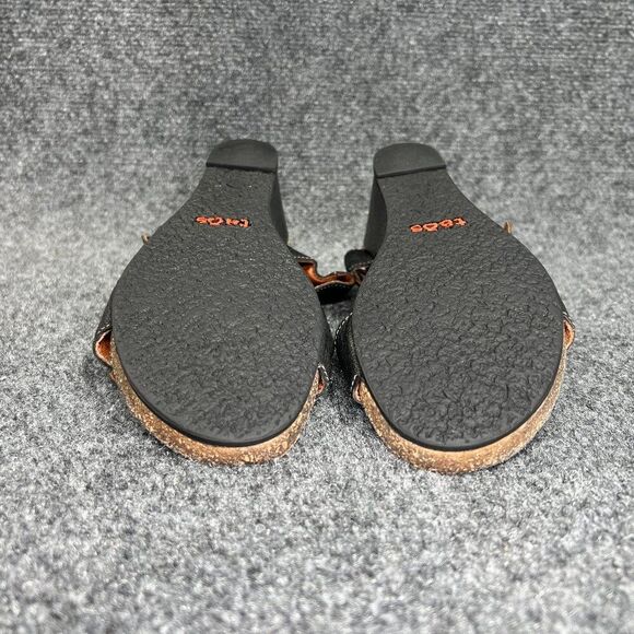 Taos Carousel Sandals Women's 6.5 Black Leather Comfort Wedge Hook Loop Strap - Picture 10 of 12